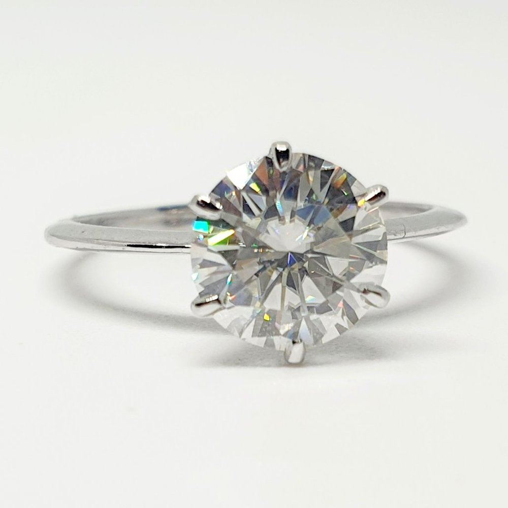 1.50Ct -7.5MM Round Moissanite  Ring In 14k Gold